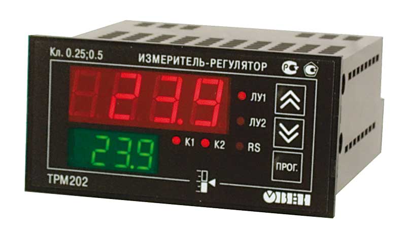 Измеритель-регулятор двухканальный с интерфейсом RS -485 ОВЕН ТРМ202 