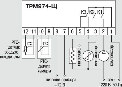 Схема подключения контроллера холодильной установки